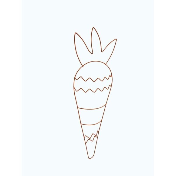 Orange Metal Carrot-Shaped Wire Wreath Frame Wall Decor With Zigzag Pattern - Picture 5 of 9
